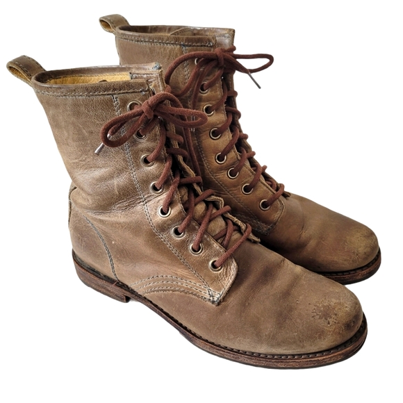 Vintage brown Fry lace-up ankle boots size 7 - Picture 2 of 15